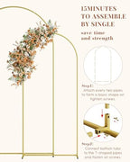 Wedding Arch, Metal Arch Backdrop Stand, Gold, 7.2FT, 6FT in Gold, alternate view 4