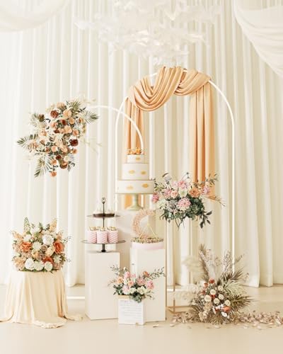 Wedding Arch, Metal Arch Backdrop Stand, White, 7.2FT, 6FT in White, alternate view 2