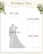 Wedding Arch, Metal Arch Backdrop Stand, White, 7.2FT, 6FT in White, alternate view 3