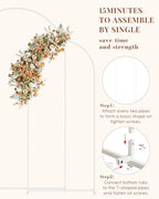 Wedding Arch, Metal Arch Backdrop Stand, White, 7.2FT, 6FT in White, alternate view 4