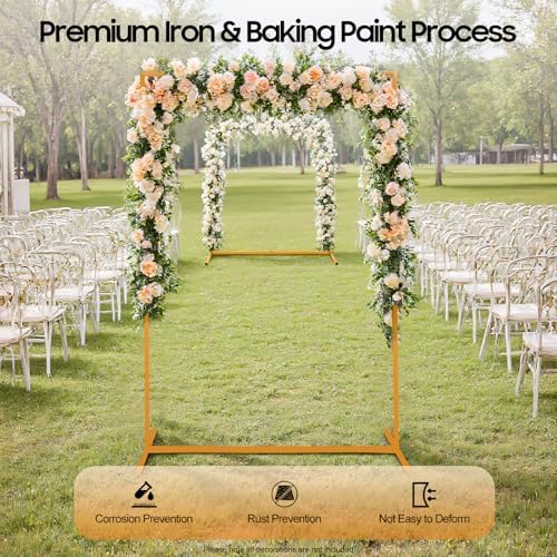 Wedding Arch Metal Frame Gold Backdrop Party Flower Balloon Stand Holder 2x1.5m in 2x1.5m, alternate view 3