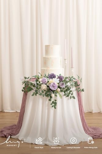 Wedding Artificial Flowers Swag Arch Garland, Lilac Gold, alternate view 4