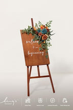 Wedding Artificial Flowers Swag Arch Garland, Teal Orange, alternate view 5