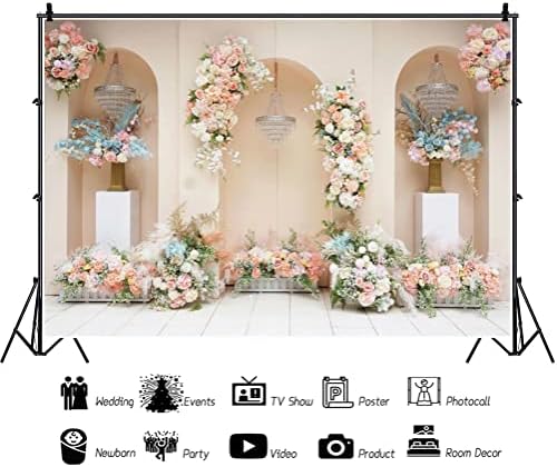 Wedding Backdrop 10x8FT Flower Wall Backdrops for Bridal Shower Wedding Backdrop for Ceremony Romantic Rose, alternate view 3