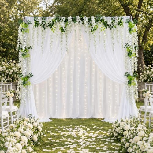 Wedding Backdrop Curtain White Wisteria Hanging Flowers Decor in White