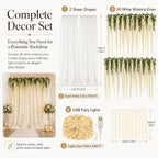 Wedding Backdrop Curtain White Wisteria Hanging Flowers Decor in White, alternate view 2