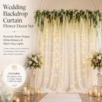 Wedding Backdrop Curtain White Wisteria Hanging Flowers Decor in White, alternate view 3