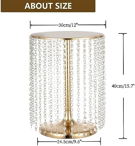 Wedding Cake Stand for Dessert Table 12 Inch Gold Crystal Pendants Metal Cake Stand Serves as A Round Dessert, alternate view