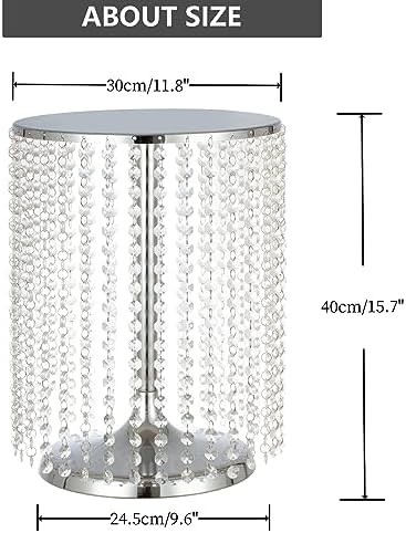 Wedding Cake Stand for Dessert Table 12 Inch Silver Crystal Pendants Metal Cake Stand Serves as A Round Dessert, alternate