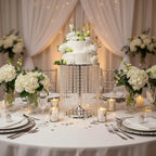Wedding Cake Stand for Dessert Table 12 Inch Silver Crystal Pendants Metal Cake Stand Serves as A Round Dessert, alternate