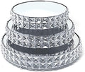 Wedding Cake Stands 3-Piece Set Crystal Gold Plated Cheese Dessert Cupcake Cake Stand with Mirror Plate-Silver