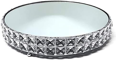 Wedding Cake Stands 3-Piece Set Crystal Gold Plated Cheese Dessert Cupcake Cake Stand with Mirror Plate-Silver, alternate
