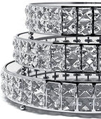 Wedding Cake Stands 3-Piece Set Crystal Gold Plated Cheese Dessert Cupcake Cake Stand with Mirror Plate-Silver, alternate