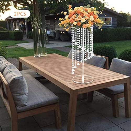 Wedding Centerpieces Clear Flower Vase - 2 Pcs 23.6 inch Tall Crystal Flower Stand Acrylic Vase for Table, alternate view 2