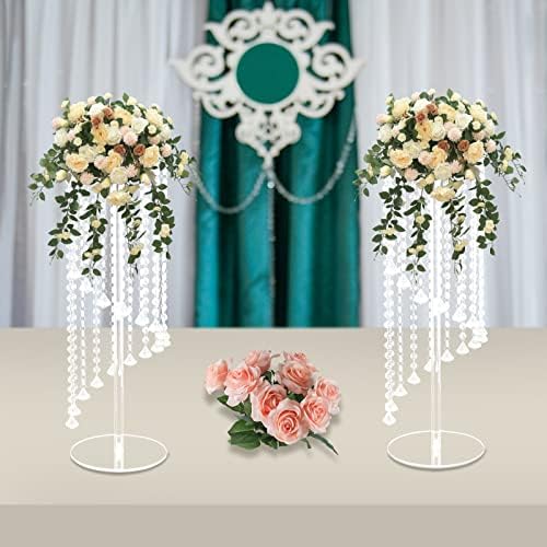 Wedding Centerpieces Clear Flower Vase - 2 Pcs 23.6 inch Tall Crystal Flower Stand Acrylic Vase for Table, alternate view 4