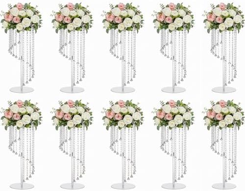 Wedding Centerpieces Decoration Flower Vase, Elegant Acrylic Crystal Stand -10 Pcs 23.6inch High Party Tables