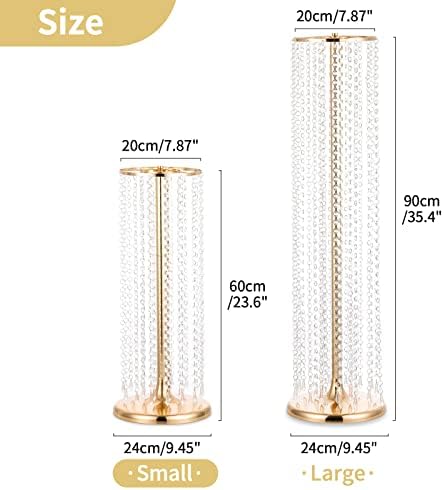 Wedding Centerpieces Flower Vases: 23.6” Tall, Gold, 2 Pcs in Gold, alternate view 3