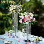 Wedding Centerpieces Flower Vases: 23.6” Tall, Silver, 10 Pcs in Silver, alternate view 2