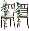 Wedding Chair Decorations Dusty Blue Navy Aisle Pew Flowers