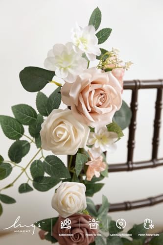 Wedding Chair Decorations Dusty Rose Cream Aisle Pew Flowers, alternate view 4