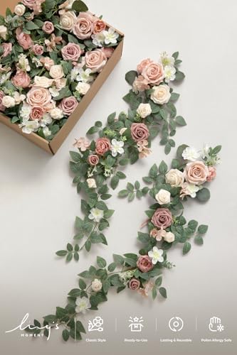 Wedding Chair Decorations Dusty Rose Cream Aisle Pew Flowers, alternate view 6