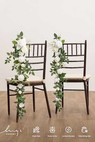 Wedding Chair Decorations Lily White Olive Aisle Pew Flowers, alternate view 3