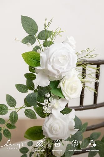 Wedding Chair Decorations Lily White Olive Aisle Pew Flowers, alternate view 4