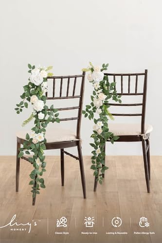 Wedding Chair Decorations White Sage Green Aisle Pew Flowers, alternate view 3