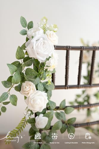 Wedding Chair Decorations White Sage Green Aisle Pew Flowers, alternate view 4