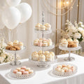 Wedding Crystal Cake Stand, 5 Pcs Round Crystal Dessert Display Stand in Gold