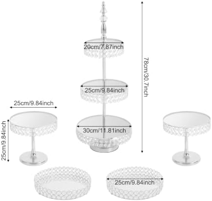 Wedding Crystal Cake Stand, 5 Pcs Round Crystal Dessert Display Stand in Gold, alternate view 2
