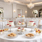 Wedding Crystal Cake Stand, 5 Pcs Round Crystal Dessert Display Stand in Gold, alternate view 3
