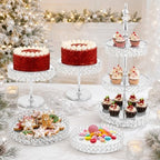 Wedding Crystal Cake Stand, 5 Pcs Round Crystal Dessert Display Stand in Gold, alternate view 7