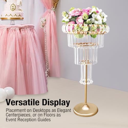 Wedding Crystal Centerpiece Flower Stand 4-Tier Acrylic Iron Floral Display, alternate view 5