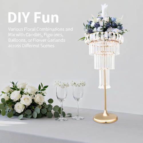 Wedding Crystal Centerpiece Flower Stand 4-Tier Acrylic Iron Floral Display, alternate view 6
