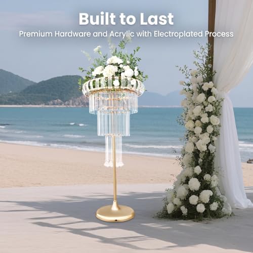 Wedding Crystal Centerpiece Flower Stand 4-Tier Acrylic Iron Floral Display, alternate view 7