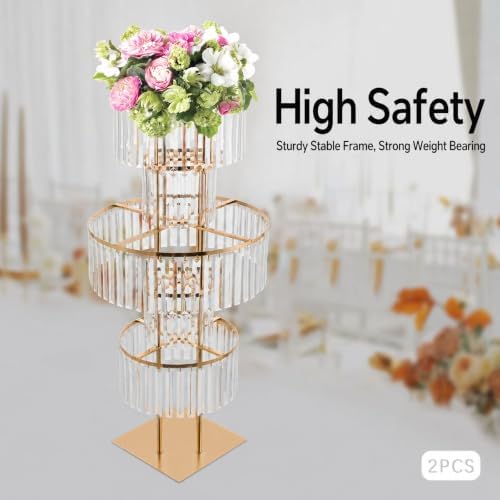 Wedding Crystal Centerpiece Flower Stand 5-Tier Acrylic Iron Floral Display, alternate view 4