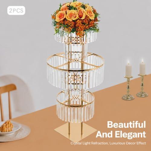 Wedding Crystal Centerpiece Flower Stand 5-Tier Acrylic Iron Floral Display, alternate view 5
