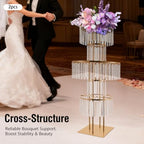 Wedding Crystal Centerpiece Flower Stand 5-Tier Acrylic Iron Floral Display, alternate view 7