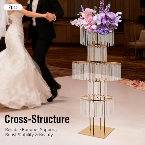 Wedding Crystal Centerpiece Flower Stand 5-Tier Acrylic Iron Floral Display, alternate view 7
