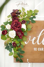 Wedding Decor (Pack of 2) Welcome Sign Flower Backdrop Garland for Ceremony Reception Wall Easel Home Decoration, alternate