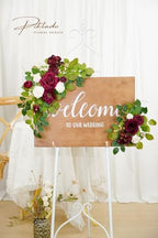 Wedding Decor (Pack of 2) Welcome Sign Flower Backdrop Garland for Ceremony Reception Wall Easel Home Decoration, alternate