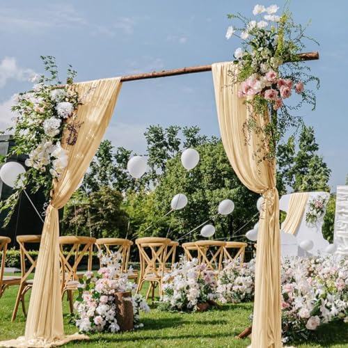 Wedding Draping Fabric Champagne Drapes for Backdrop, 2 Pack in Champagne