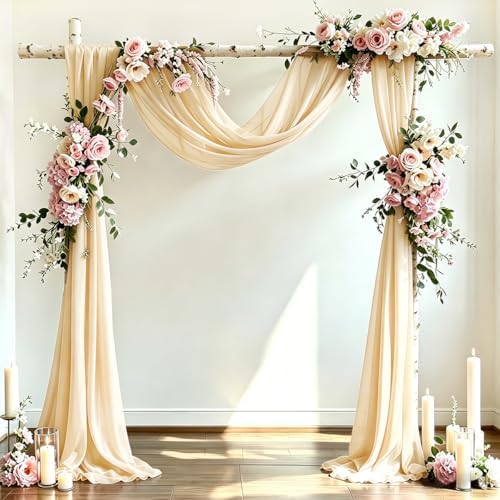 Wedding Draping Fabric Champagne Drapes for Backdrop, 2 Pack in Champagne, alternate view 2