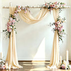 Wedding Draping Fabric Champagne Drapes for Backdrop, 2 Pack in Champagne, alternate view 2