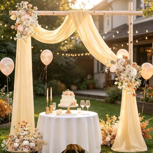 Wedding Draping Fabric Champagne Drapes for Backdrop, 2 Pack in Champagne, alternate view 3