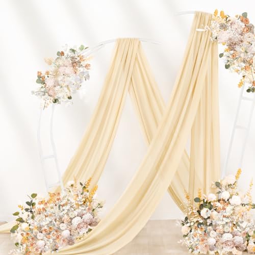 Wedding Draping Fabric Champagne Drapes for Backdrop, 2 Pack in Champagne, alternate view 4