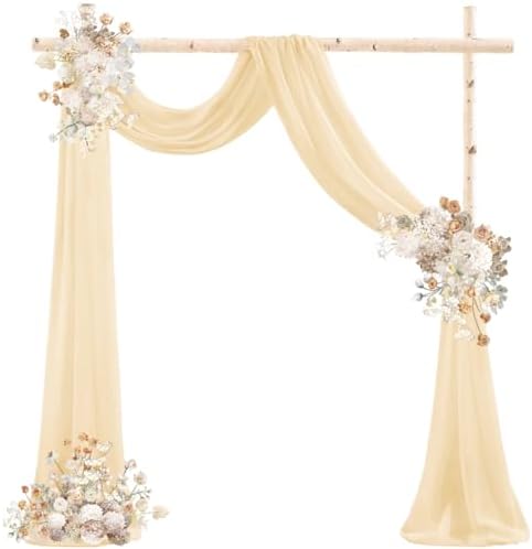 Wedding Draping Fabric Champagne Drapes for Backdrop, 2 Pack in Champagne, alternate view 5