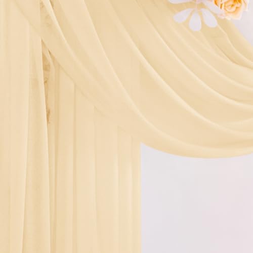 Wedding Draping Fabric Champagne Drapes for Backdrop, 2 Pack in Champagne, alternate view 6