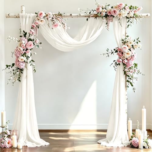 Wedding Draping Fabric Ivory Drapes for Backdrop, 2 Pack in Ivory
